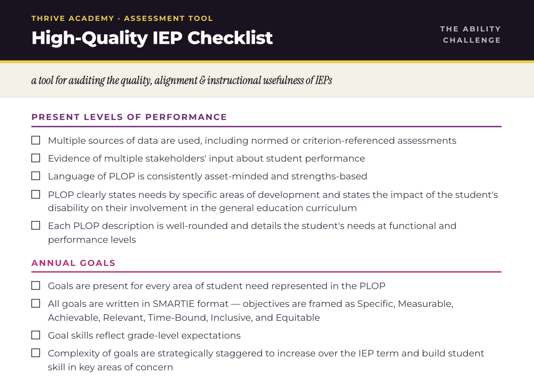 Image of the IEP Checklist