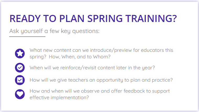 Plan to spring training with key questions
